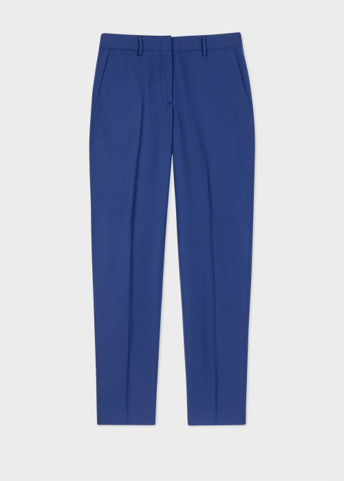Women's Tapered-Fit Cobalt Blue Wool Pants