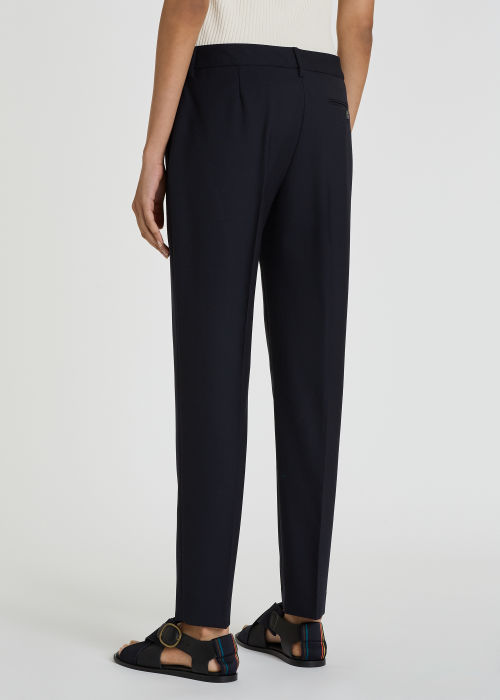A Suit To Travel In - Women's Navy Tapered-Fit Wool Trousers by Paul Smith