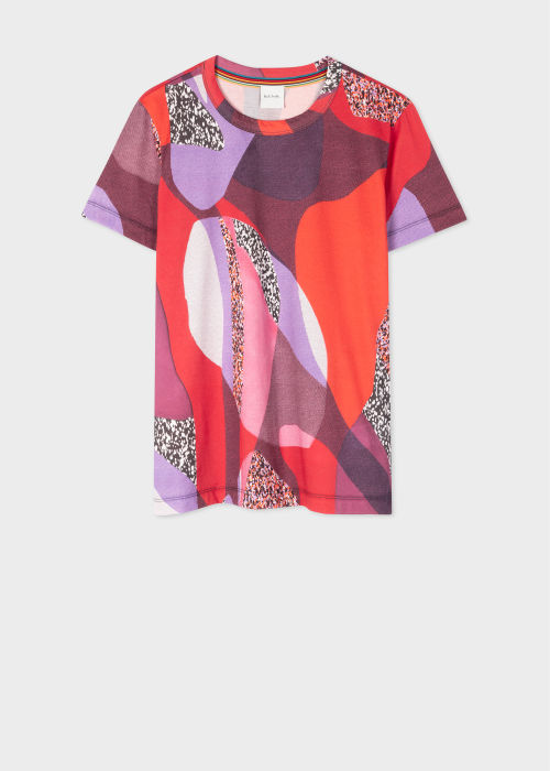 Product View - Women's Pink Cotton 'Botanical Collage' T-Shirt Paul Smith