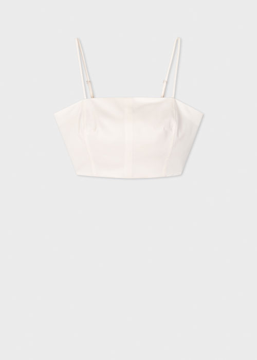 Front View - Women's Ivory Wool Stretch Cami Cropped Top Paul Smith