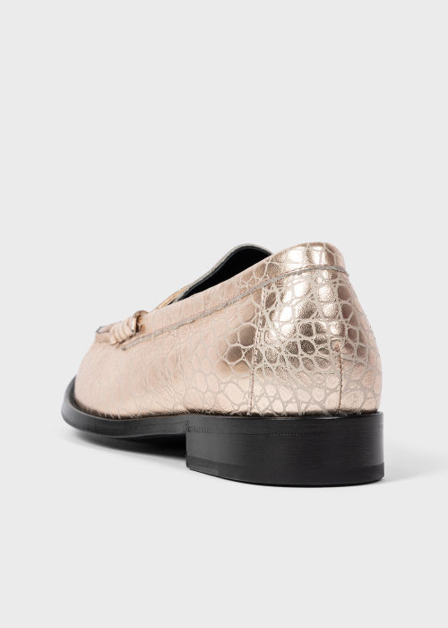 Women's Gold Leather Mock-Croc 'Cassini' Loafers
