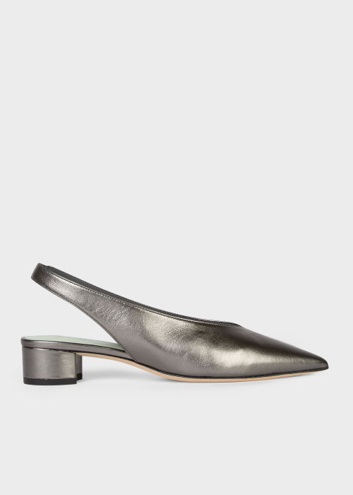 Front View - Women's Metallic Leather Sling Back Heels Paul Smith
