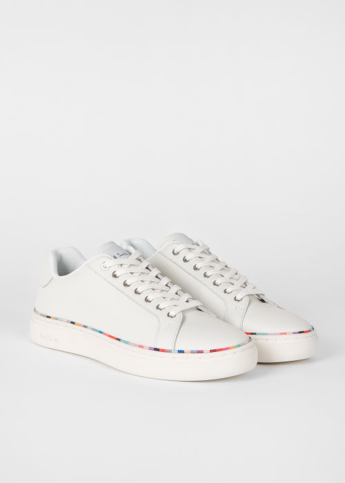 Angled view - Women's White 'Lapin' Swirl Band Sneakers