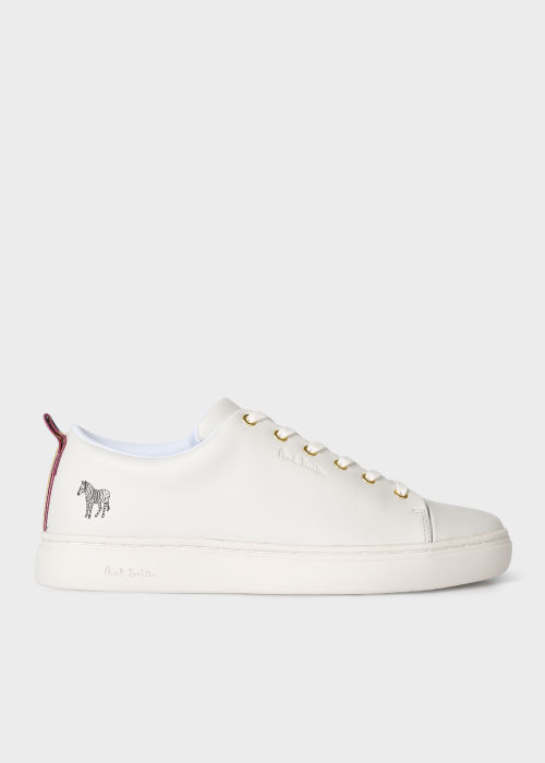Side view - Women's White Leather 'Lee' Trainers Paul Smith