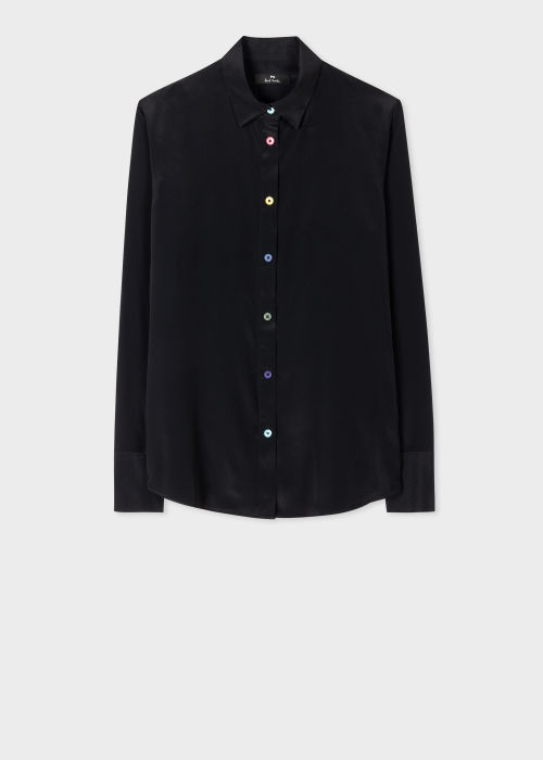 Product View - Women's Black Silk-Blend Multi-Coloured Shirt Paul Smith