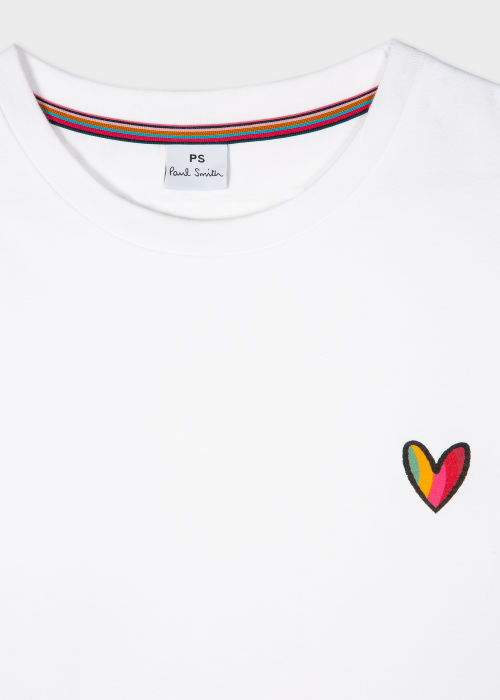 Detail view - Women's White 'Swirl Heart' Print Organic Cotton T-Shirt Paul Smith