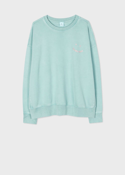 Product View - Women's Relaxed-Fit Pale Blue 'Happy' Sweatshirt Paul Smith