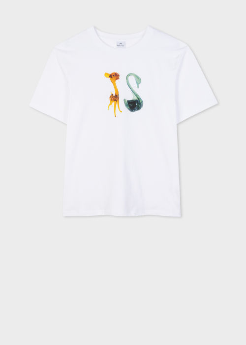 Front View - Women's White 'Glass Animals' T-Shirt Paul Smith