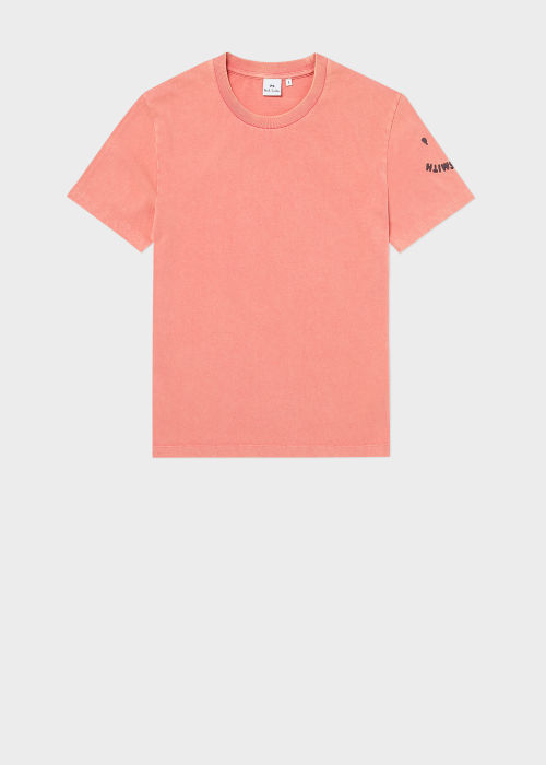 Coral Acid Wash Oversized 'Happy' T-Shirt