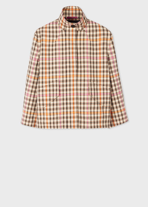 Product view - Women's Camel Check Cocoon Cargo Coat Paul Smith