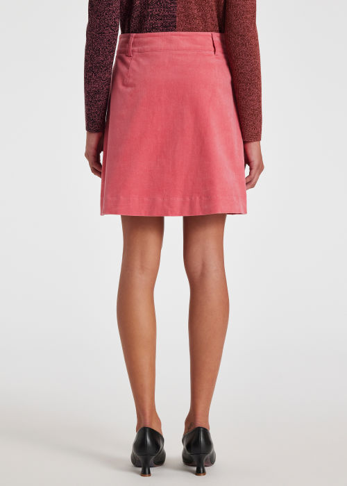 Model View - Women's Pink Velvet Knee-Length Skirt Paul Smith