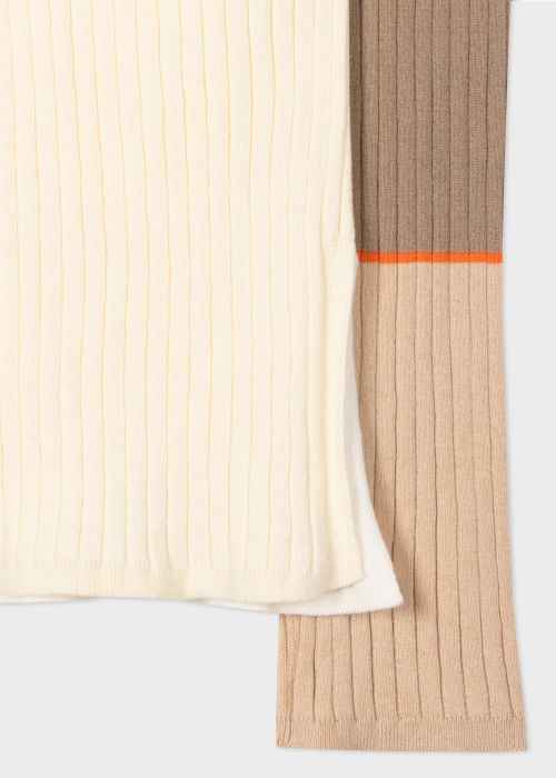 Product View - Women's Ecru Cotton Ribbed Contrast Sweater Paul Smith