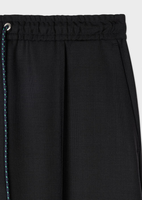 Product View - Women's Black Wool-Hopsack Wide Leg Trousers Paul Smith