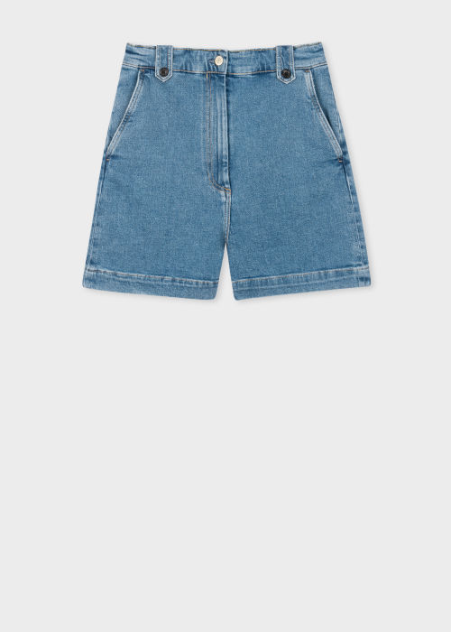 Product View - Women's Mid-Wash Stretch Denim Shorts Paul Smith