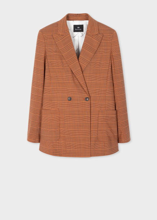 Product View - Women's Orange Stretch-Wool Prince of Wales Check Blazer Paul Smith