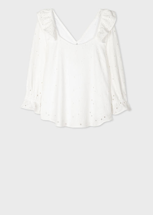 Product View - Women's White Cotton Broderie Anglaise Top Paul Smith