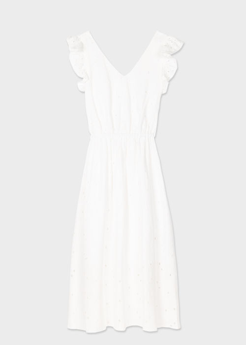 Product View - Women's White Cotton Broderie Anglaise Midi Dress Paul Smith