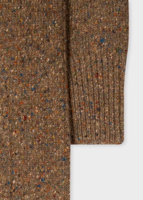 Taupe Oversized Flecked Wool Long Cardigan