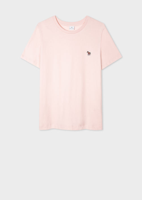 Front view - Women's Pale Pink Zebra Logo Organic Cotton T-Shirt Paul Smith