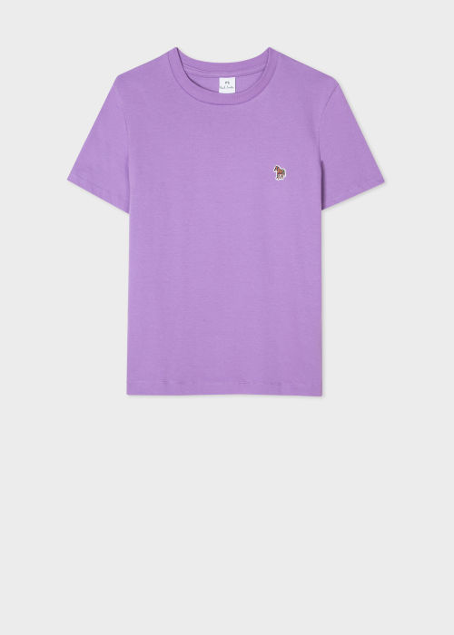 Front view - Women's Lilac Zebra Logo Organic Cotton T-Shirt Paul Smith