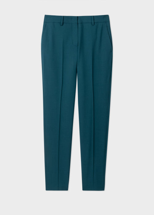 Front View - Women's Teal Wool-Hopsack Pants Paul Smith