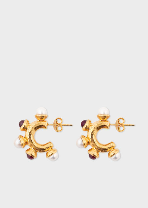 'The Nocturnal Desire' Pearl & Garnet Gold Earrings by Alighieri 