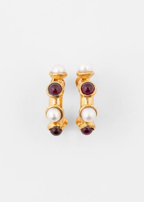 'The Nocturnal Desire' Pearl & Garnet Gold Earrings by Alighieri 