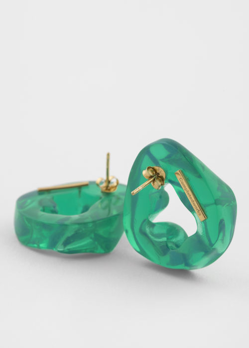 Women's 'Scrunch' Green Resin Earrings by Completedworks