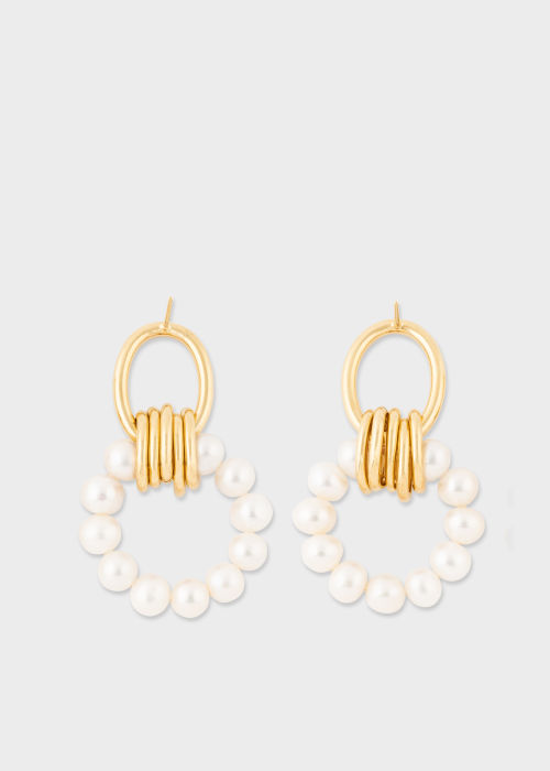 Maxi 'Rita' Pearl & Gold Plated Earrings by Gisel .B