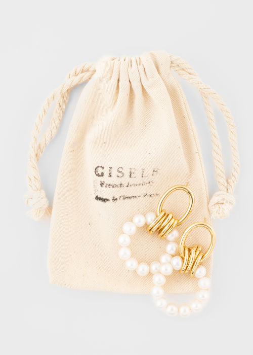 Maxi 'Rita' Pearl & Gold Plated Earrings by Gisel .B