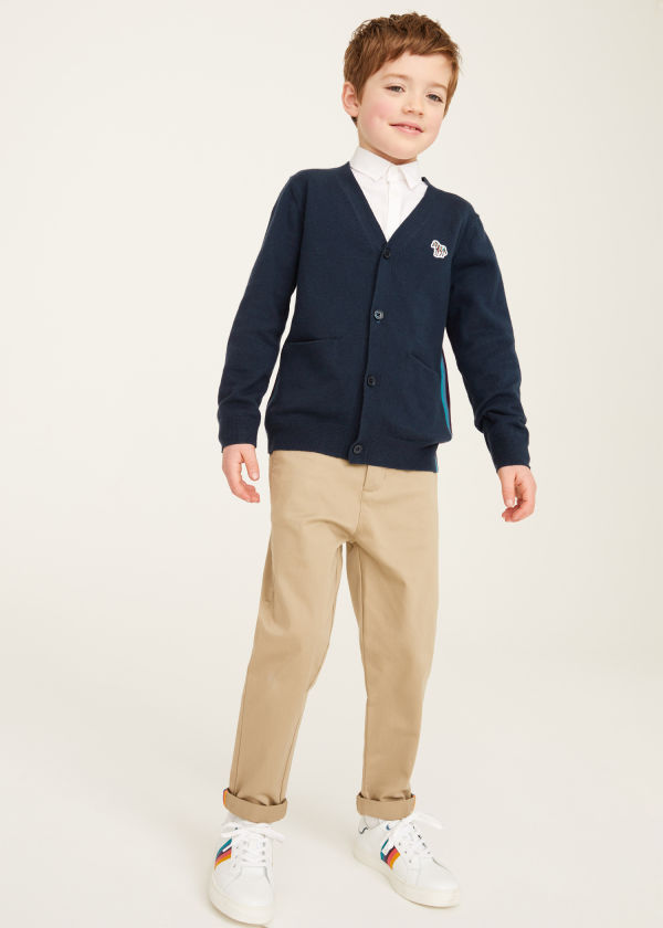 2-13 Years Navy Zebra Logo Cardigan