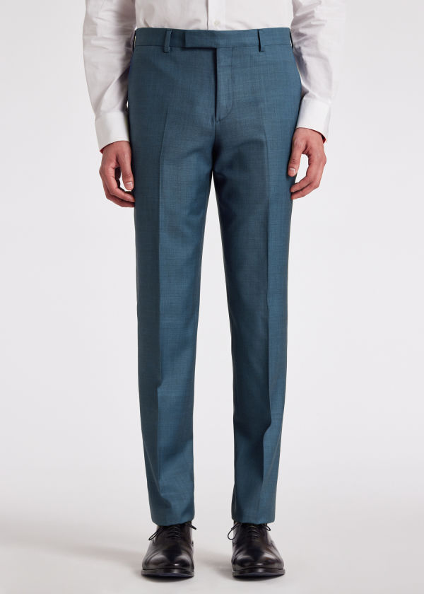 The Soho - Tailored-Fit Teal Sharkskin Wool Suit