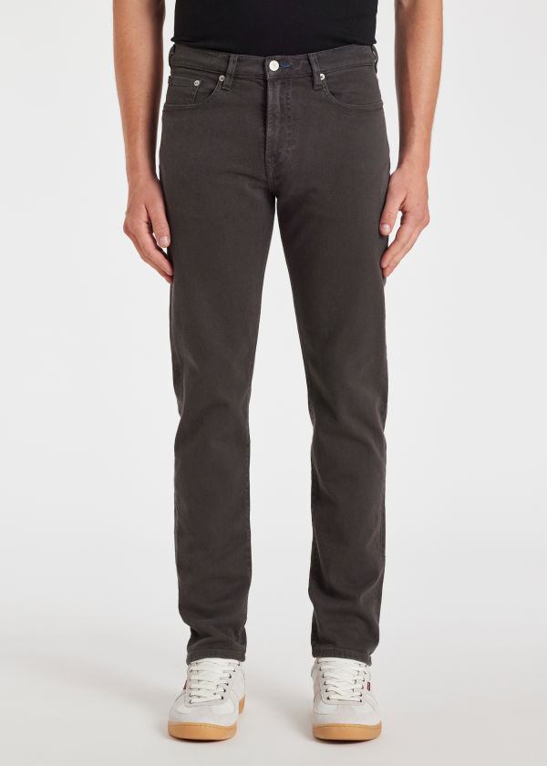 Men's Tapered-Fit Dark Grey Garment-Dyed Jeans