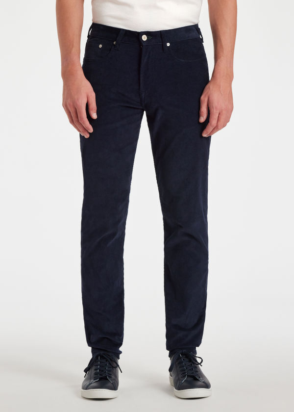 Tapered-Fit Dark Navy Corduroy Trousers