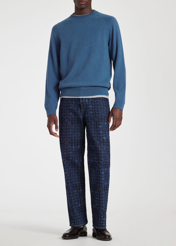 Blue Merino Wool Raglan Sweater