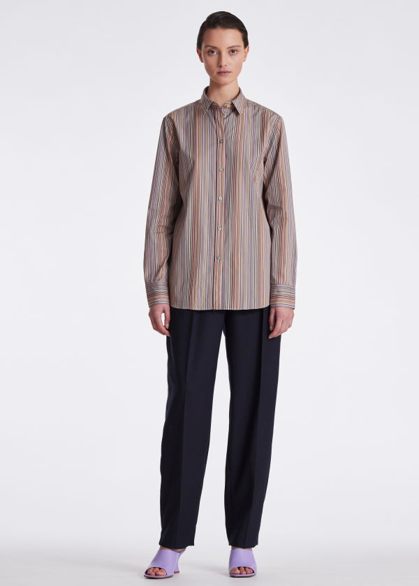 Women's Slim-Fit 'Signature Stripe' Cotton Shirt