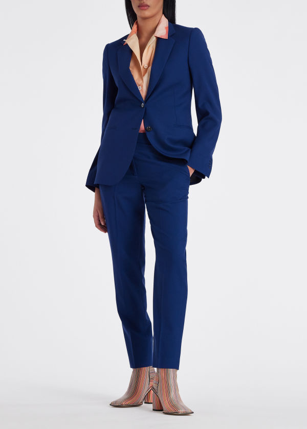 A Suit To Travel In - Pantalon Femme Bleu Cobalt Coupe Fuseau en Laine