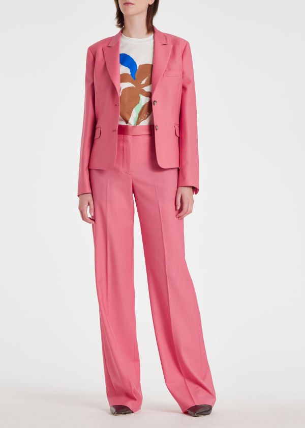 Women's Pink Wool Two-Button Blazer