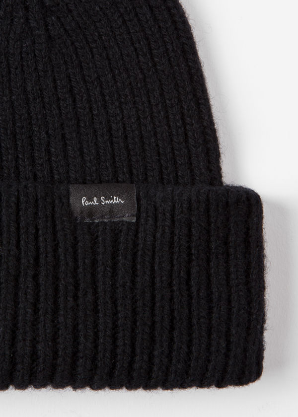 Black Cashmere-Blend Beanie Hat