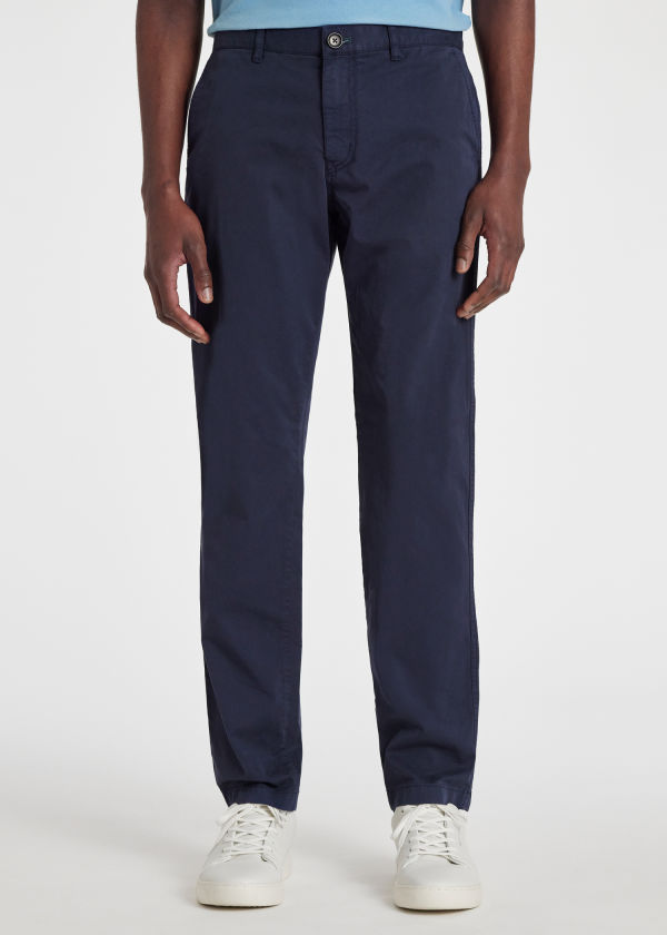 Men's Slim-Fit Navy Cotton Twill Chinos