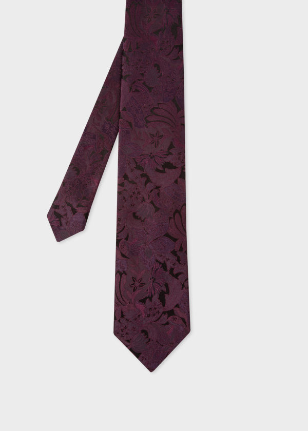 paulsmith.com | Men's Burgundy Floral Silk Tie