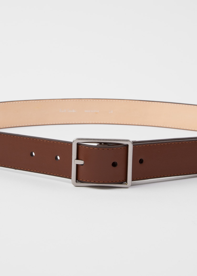 Detail View - Tan Leather Belt With Rope Detail