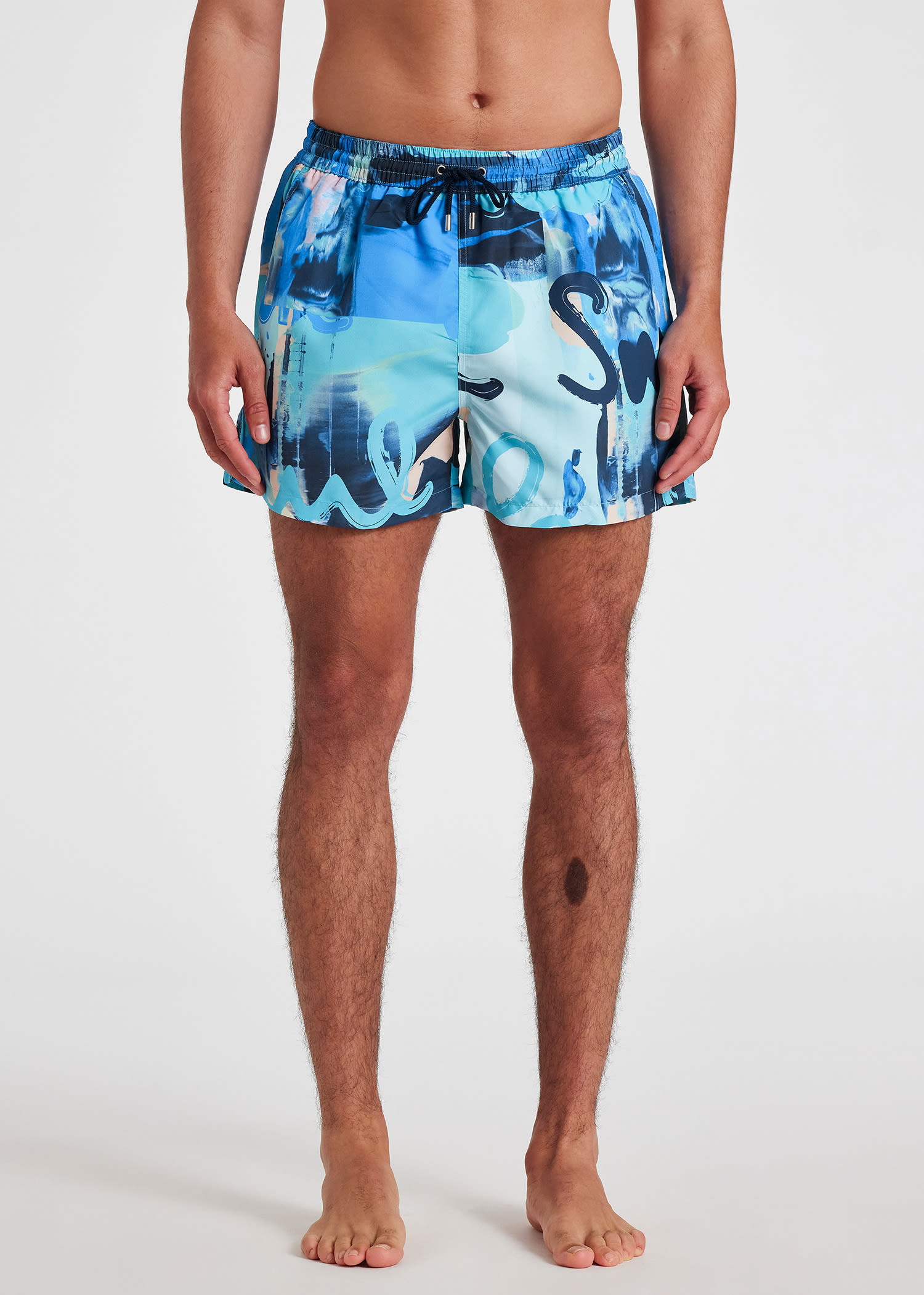 Men's Blue 'Paint Logo' Swim Shorts