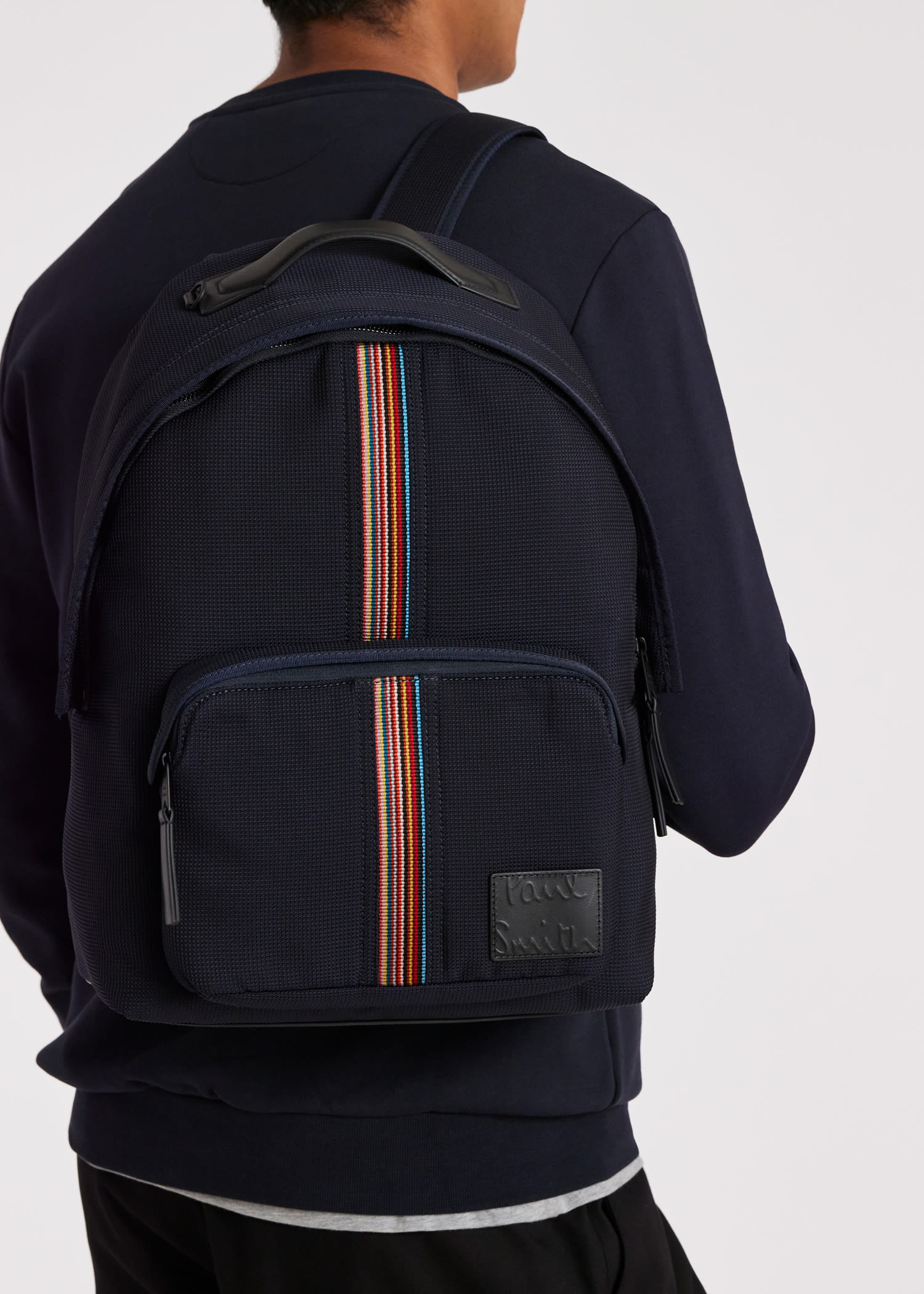 Men s Navy Signature Stripe Backpack