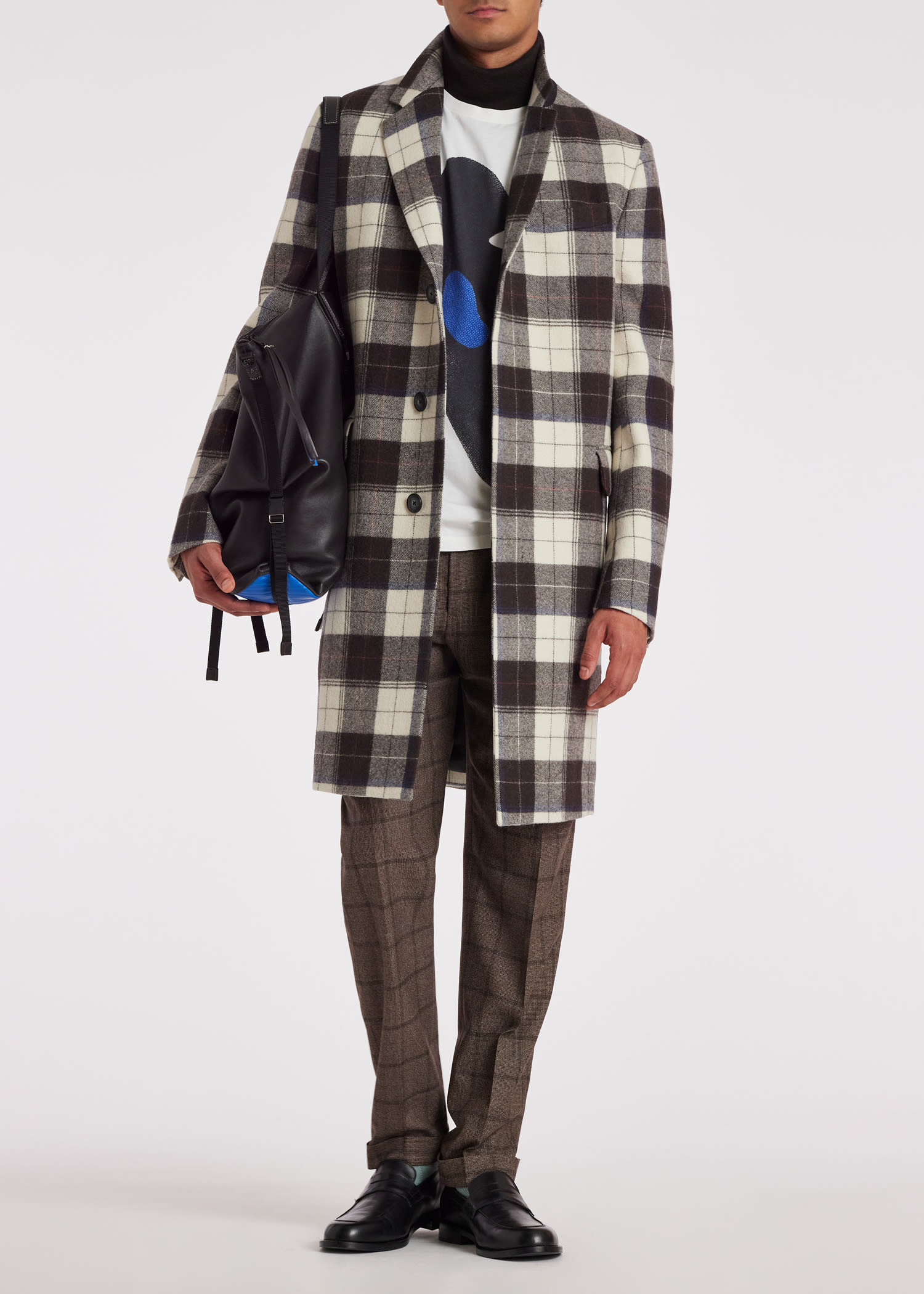 Buffalo Check Wool Overcoat