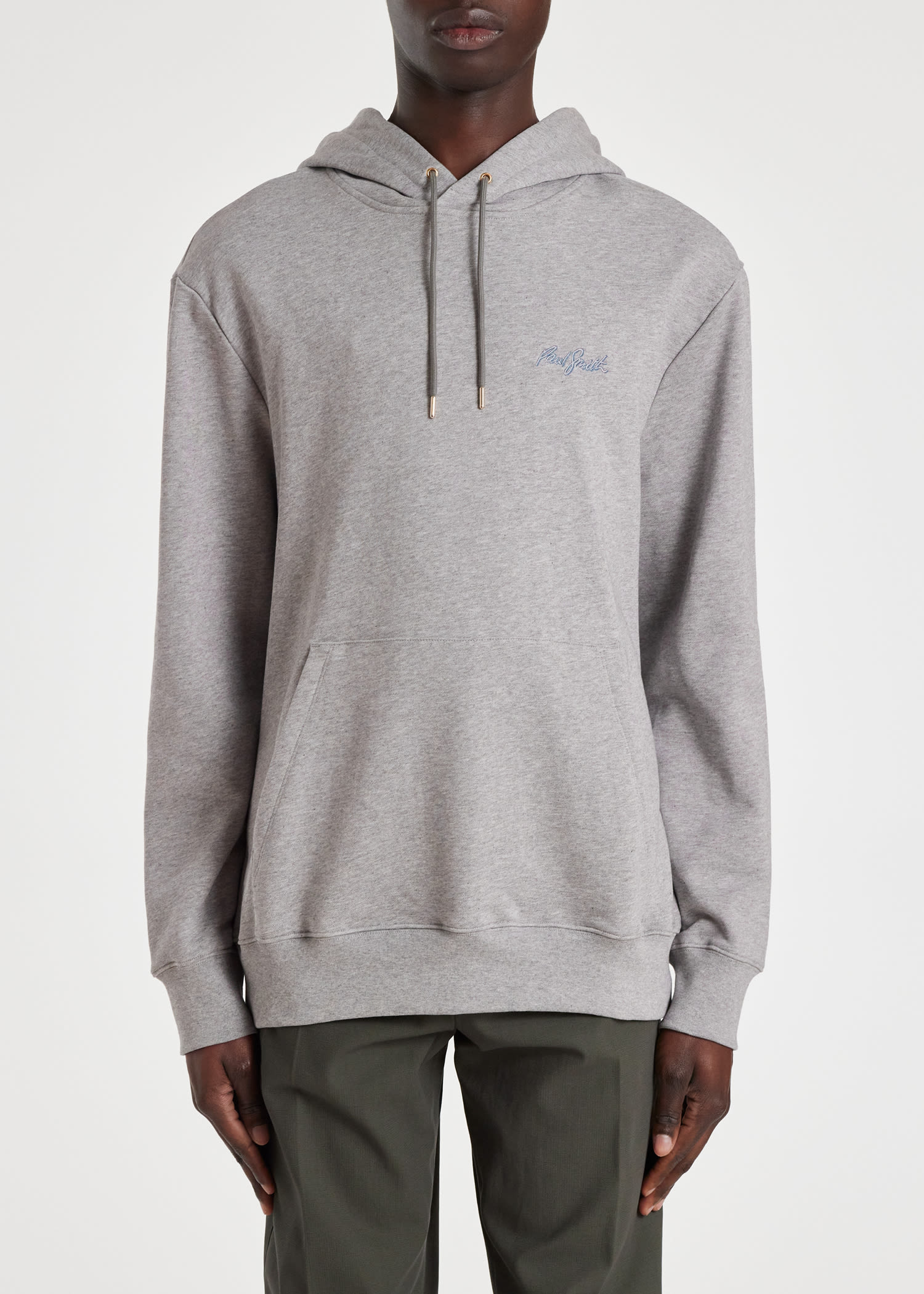 Men s Grey Marl Cotton Shadow Logo Hoodie
