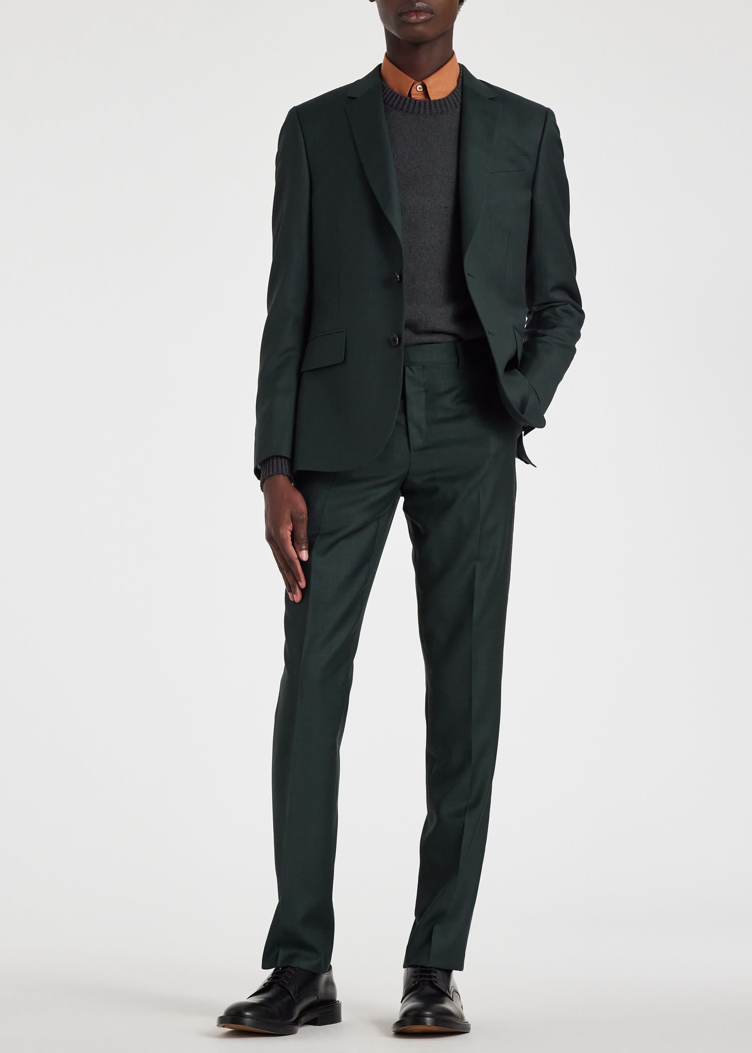 The Soho Tailored Fit Dark Green Sharkskin Wool Suit
