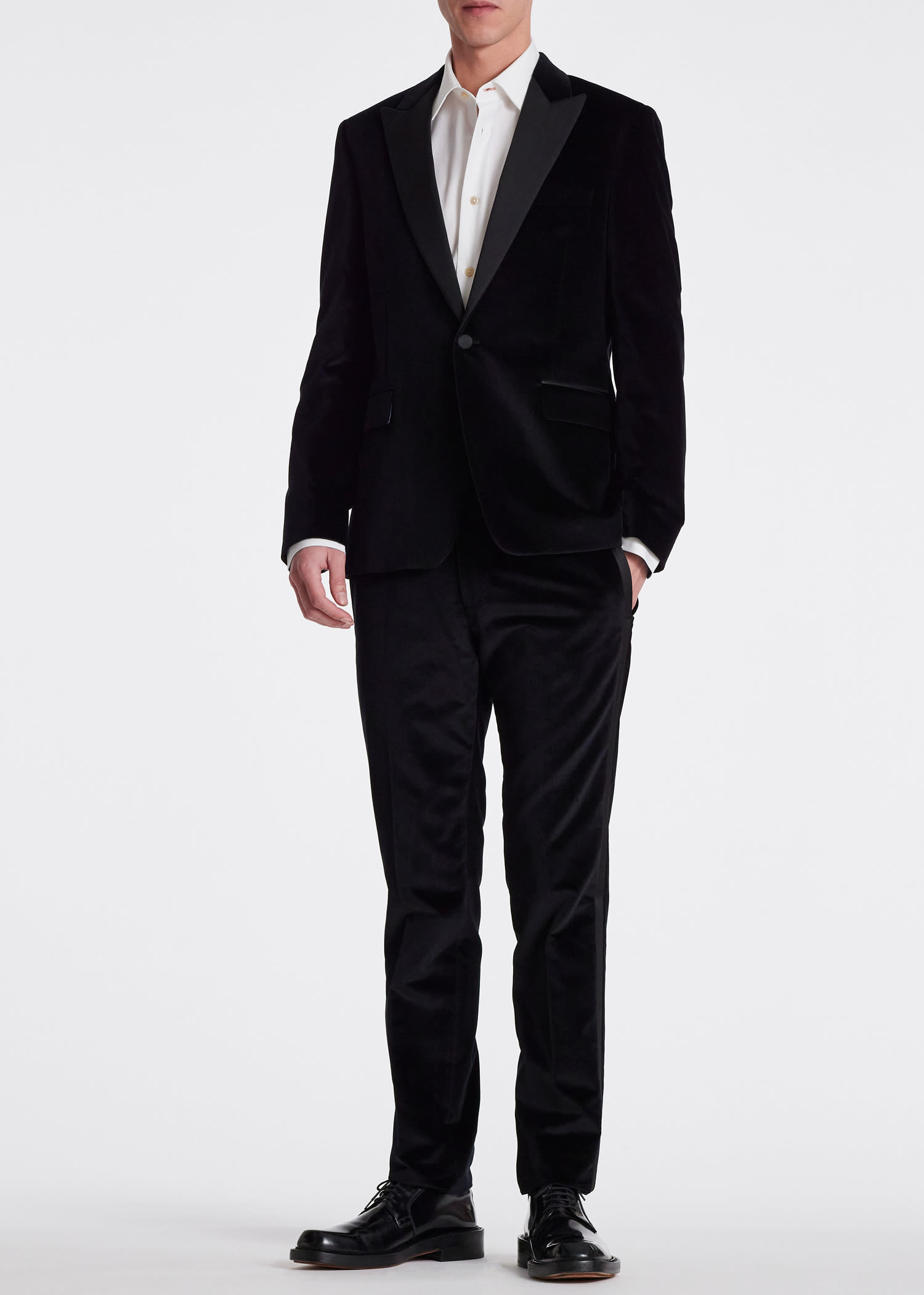 Men's Tailored-Fit Black Velvet Evening Suit