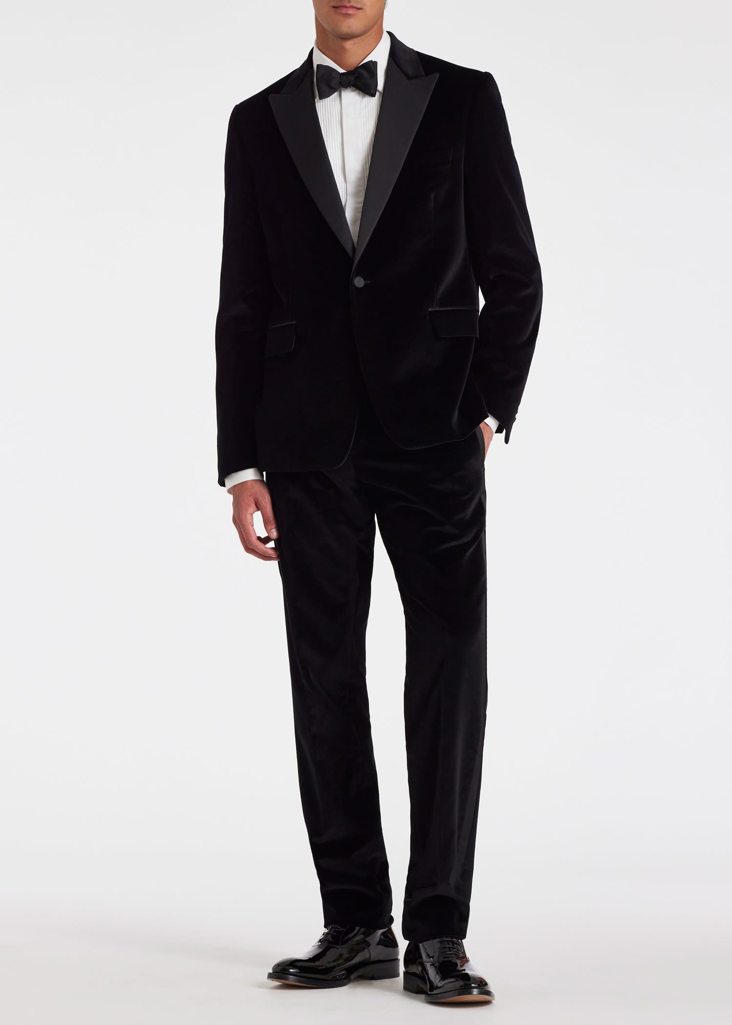Men's Tailored-Fit Black Velvet Evening Suit