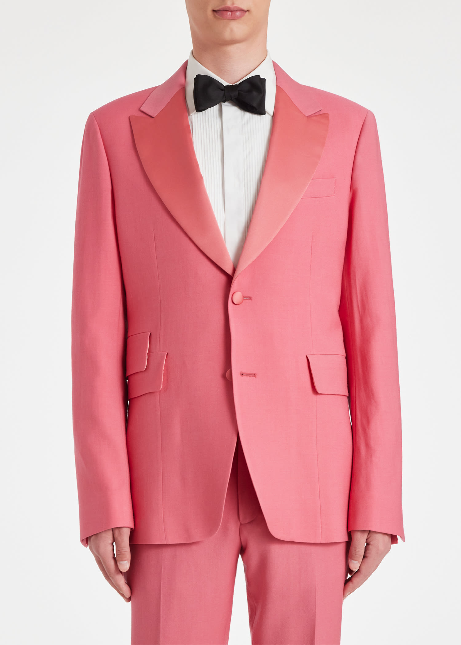 Men s Pink Wool Satin Lapel Evening Jacket